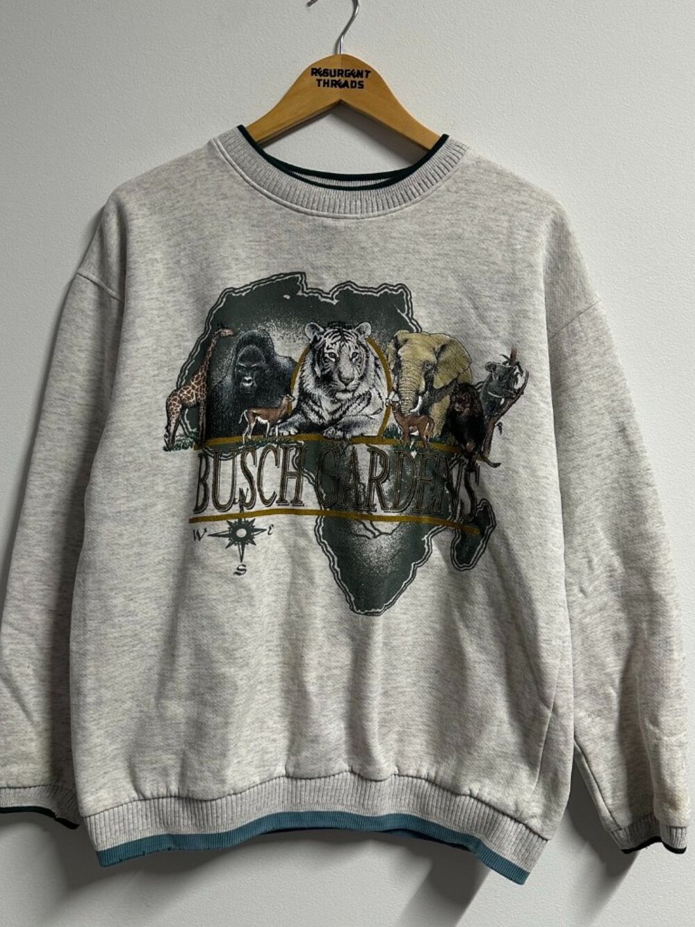 Vintage Busch Gardens Pullover Sweatshirt Grey Mens size Medium